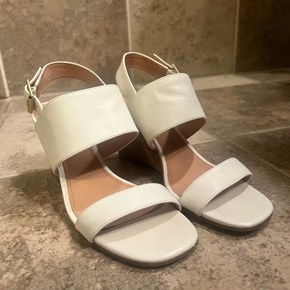 White leather wedges